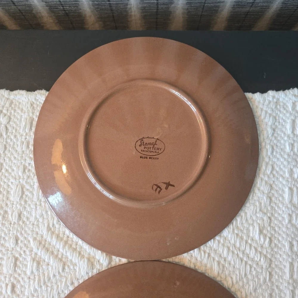 STANGL Vintage 5 Pottery Blueberry Yellow Glazed 6